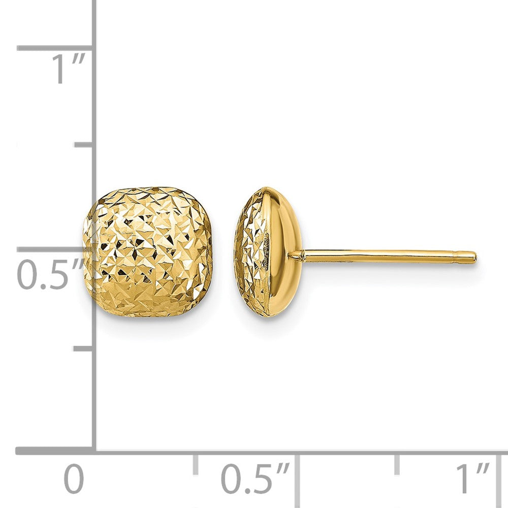 14K Gelbgold Poliert Diamantiert Knopf Ohrstecker