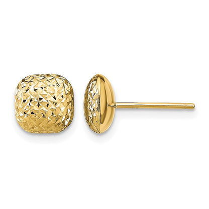 14K Gelbgold Poliert Diamantiert Knopf Ohrstecker