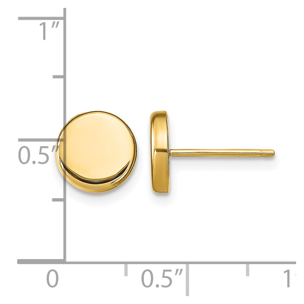 14K Gelbgold Poliert Knopf Ohrstecker