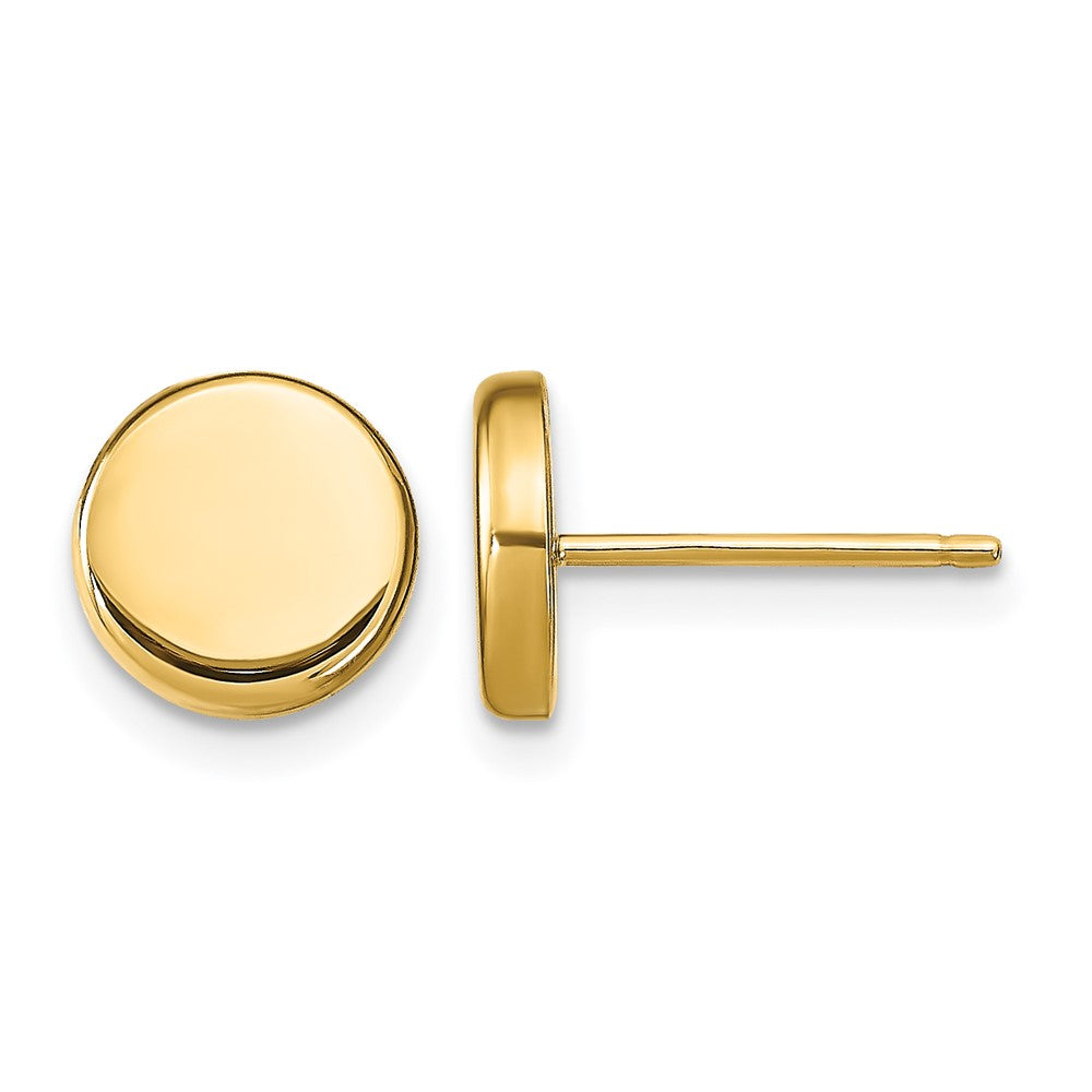 14K Gelbgold Poliert Knopf Ohrstecker
