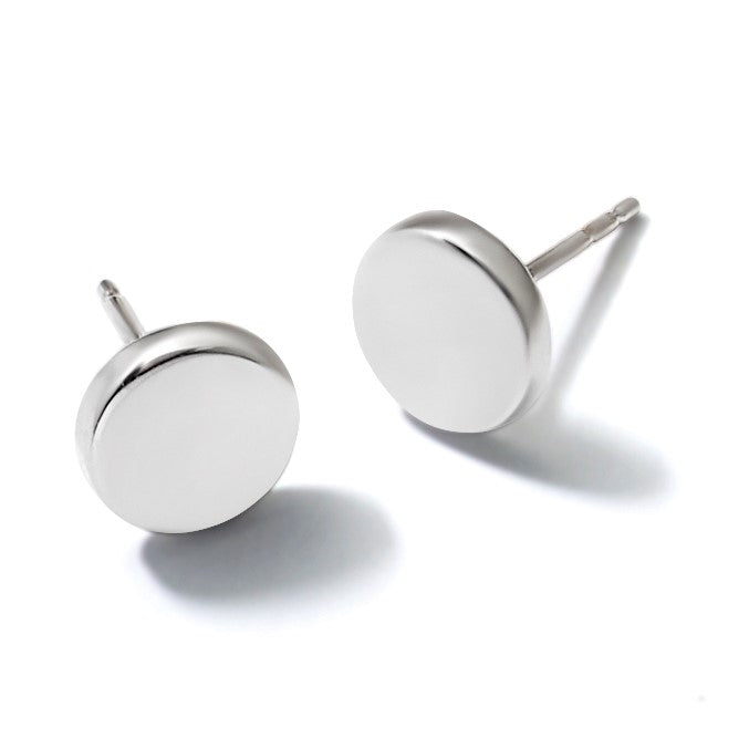 14K Weißgold Poliert Knopf Ohrstecker