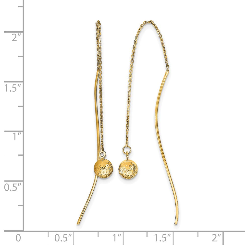 14K Gelbgold Poliert Diamantiert Durchzieher-Ohrringe