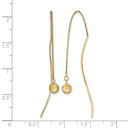 14K Gelbgold Poliert Diamantiert Durchzieher-Ohrringe