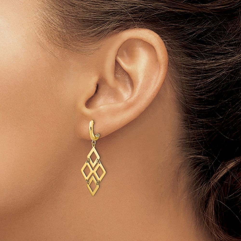 14K Gelbgold Poliert Stecker Ohrhänger