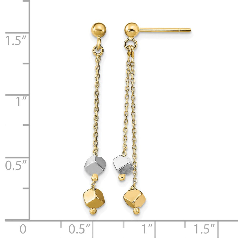14K Bicolor Poliert Gekugelt Stecker Ohrhänger