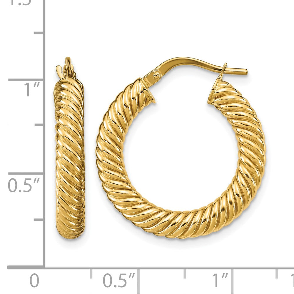 14K Gelbgold Poliert Strukturiert Creolen