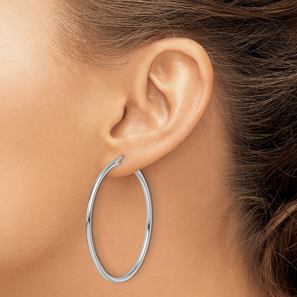 14K Weißgold Poliert 2mm Creolen