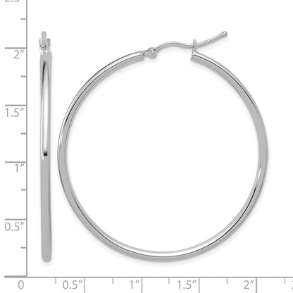 14K Weißgold Poliert 2mm Creolen