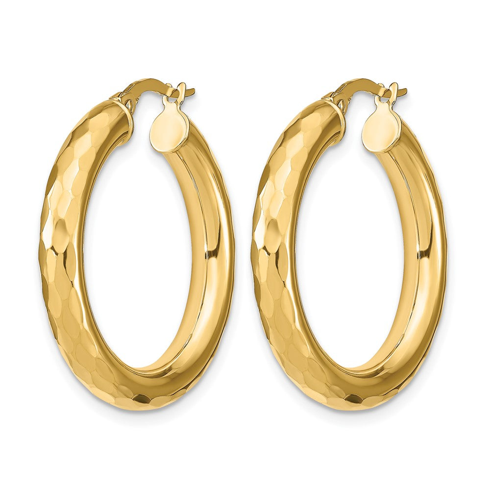 14K Gelbgold Poliert Diamantiert Creolen