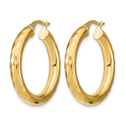 14K Gelbgold Poliert Diamantiert Creolen