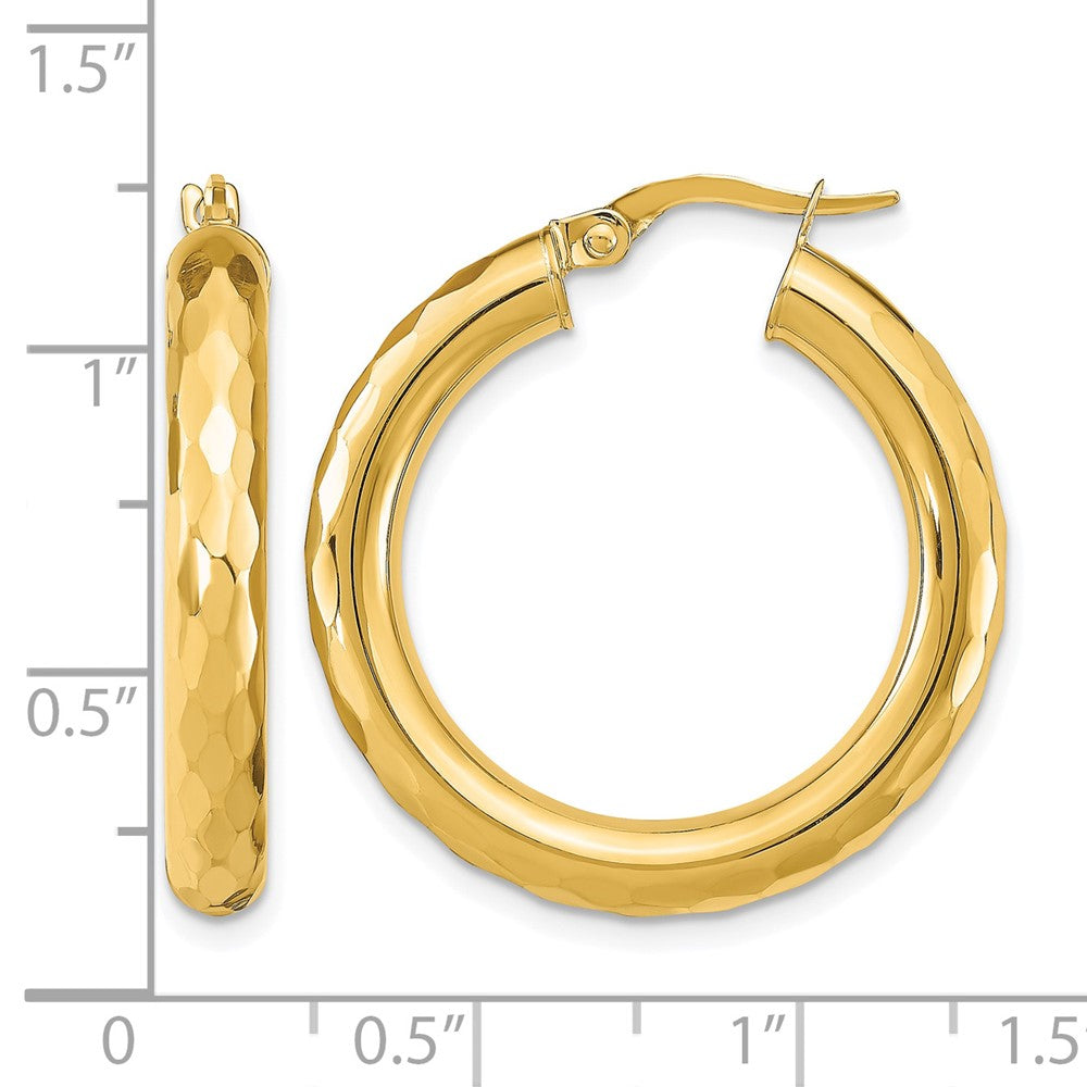 14K Gelbgold Poliert Diamantiert Creolen