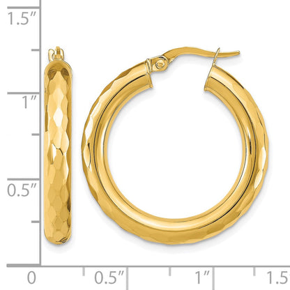 14K Gelbgold Poliert Diamantiert Creolen