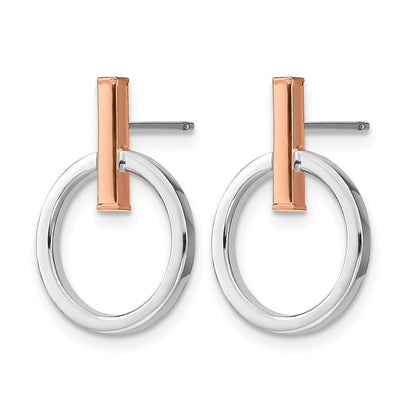 14K Gelb & Rhodium mit Weiß und Roségold Beschichtung Poliert Stecker Ohrhänger