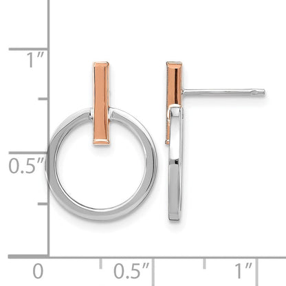 14K Gelb & Rhodium mit Weiß und Roségold Beschichtung Poliert Stecker Ohrhänger