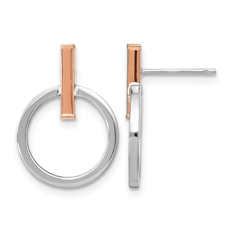 14K Gelb & Rhodium mit Weiß und Roségold Beschichtung Poliert Stecker Ohrhänger