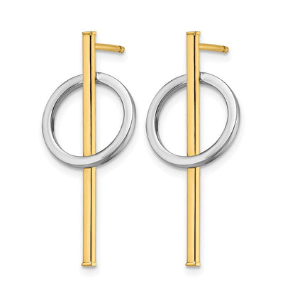 14K Gelb & Rhodium mit Stecker Ohrhänger