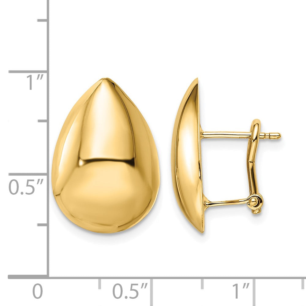 14K Gelbgold Poliert Tropfen Omega Rückseite Ohrringe