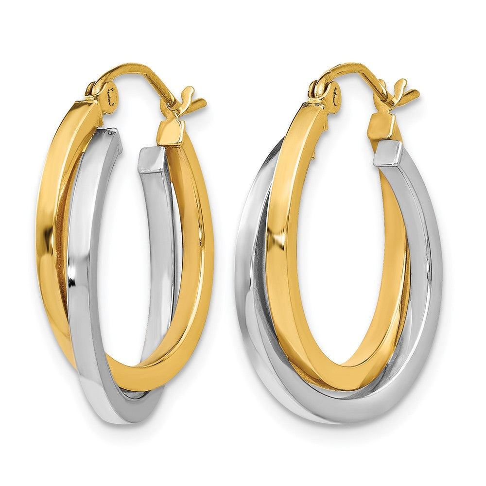 14K Bicolor Poliert Klappbar Creolen