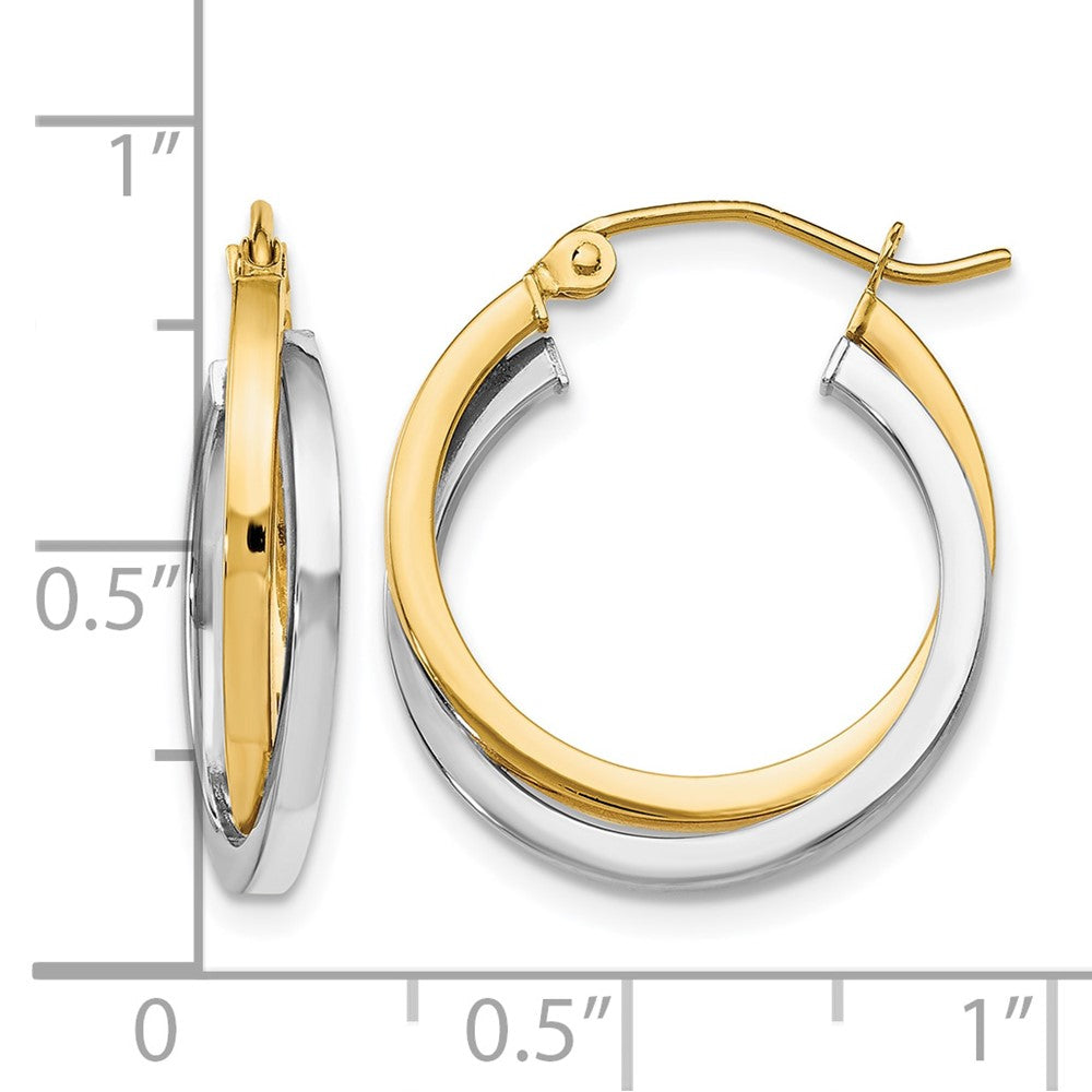 14K Bicolor Poliert Klappbar Creolen