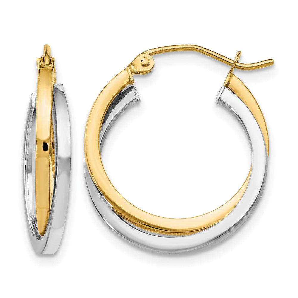 14K Bicolor Poliert Klappbar Creolen