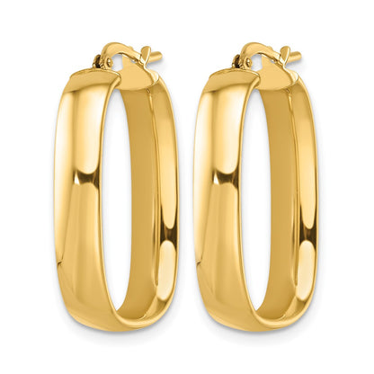 14K Gelbgold Poliert Squared Oval Creolen