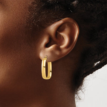 14K Gelbgold Poliert Squared Oval Creolen