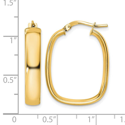 14K Gelbgold Poliert Squared Oval Creolen
