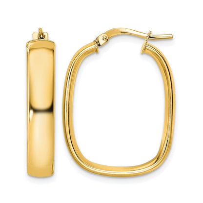 14K Gelbgold Poliert Squared Oval Creolen