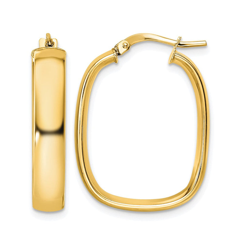 14K Gelbgold Poliert Squared Oval Creolen