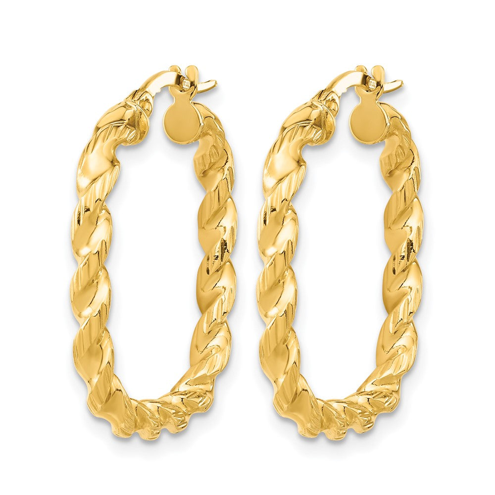 14K Gelbgold Poliert Quadratisch Gedreht Creolen