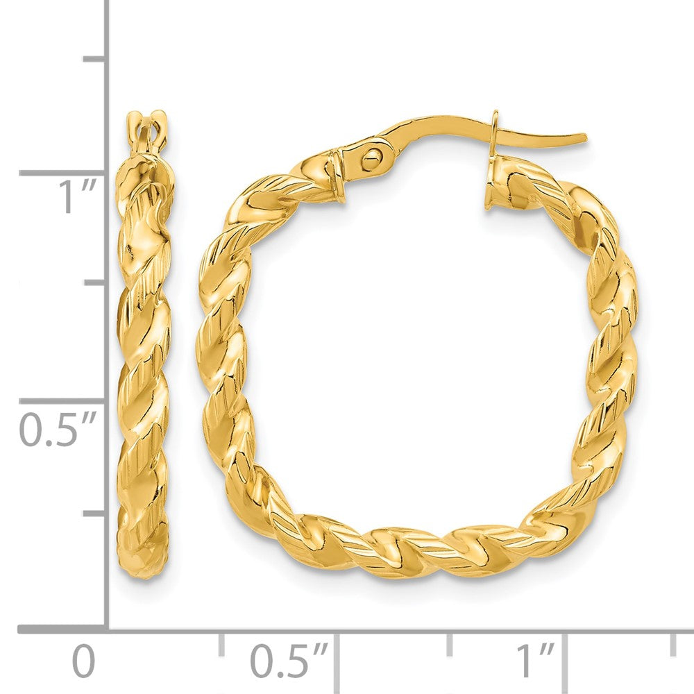 14K Gelbgold Poliert Quadratisch Gedreht Creolen