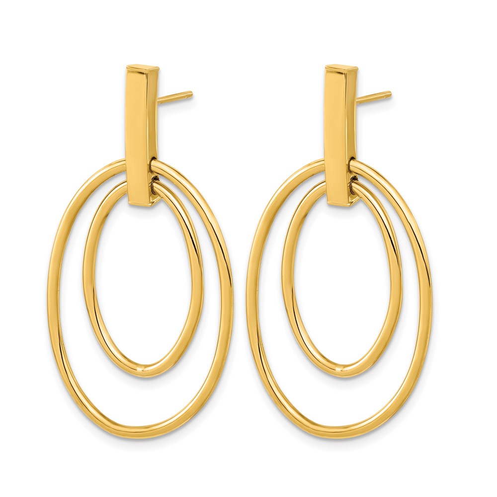 14K Gelbgold Poliert Stecker Ohrhänger