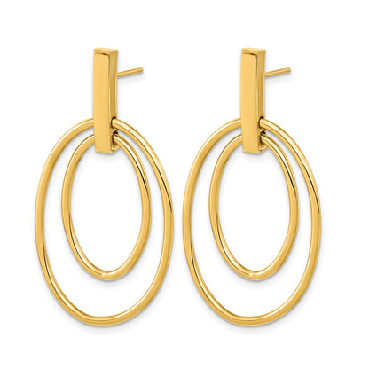 14K Gelbgold Poliert Stecker Ohrhänger
