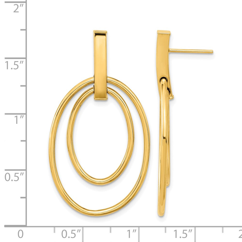 14K Gelbgold Poliert Stecker Ohrhänger