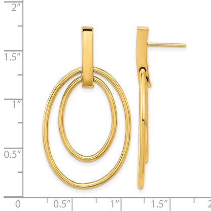 14K Gelbgold Poliert Stecker Ohrhänger