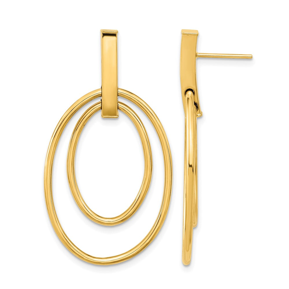 14K Gelbgold Poliert Stecker Ohrhänger
