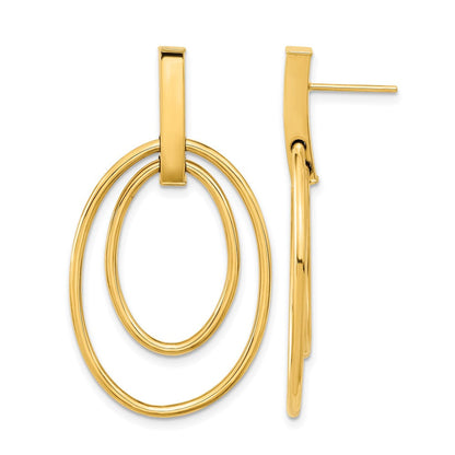 14K Gelbgold Poliert Stecker Ohrhänger