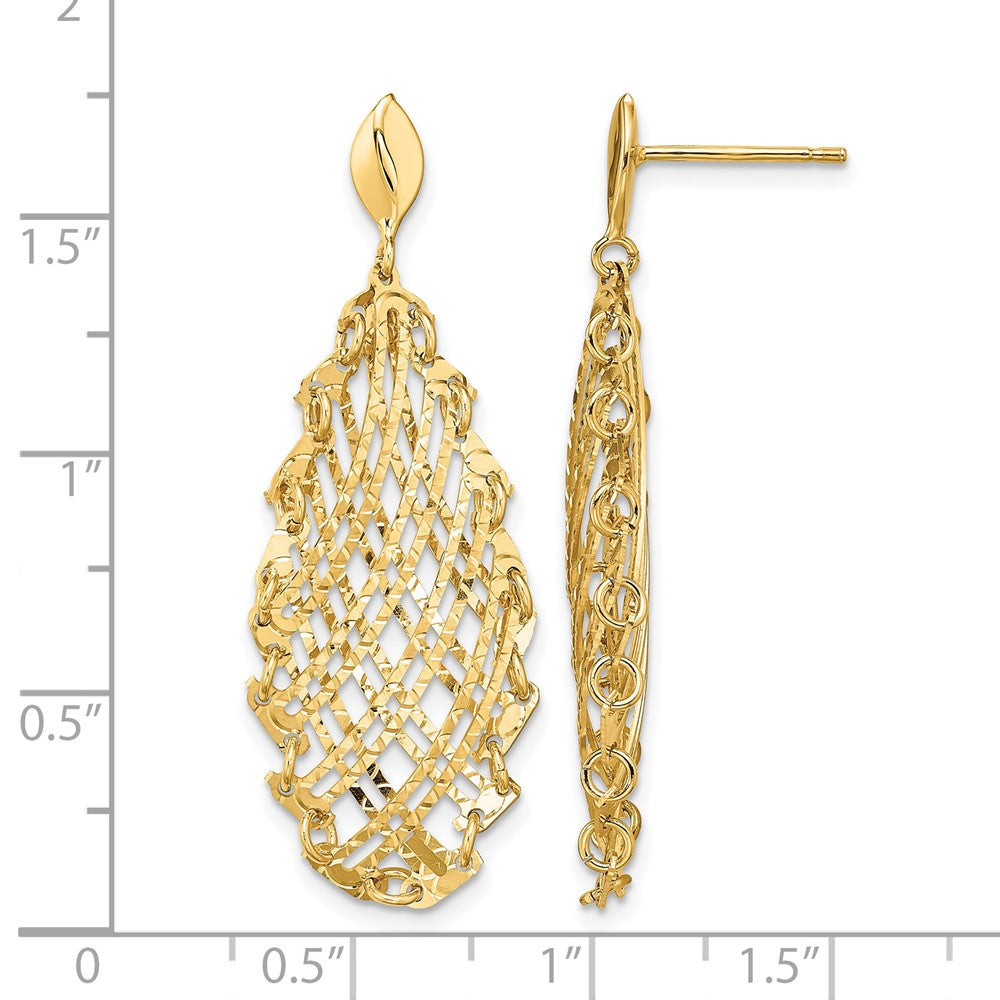 14K Gelbgold Poliert Diamantiert Stecker Ohrhänger