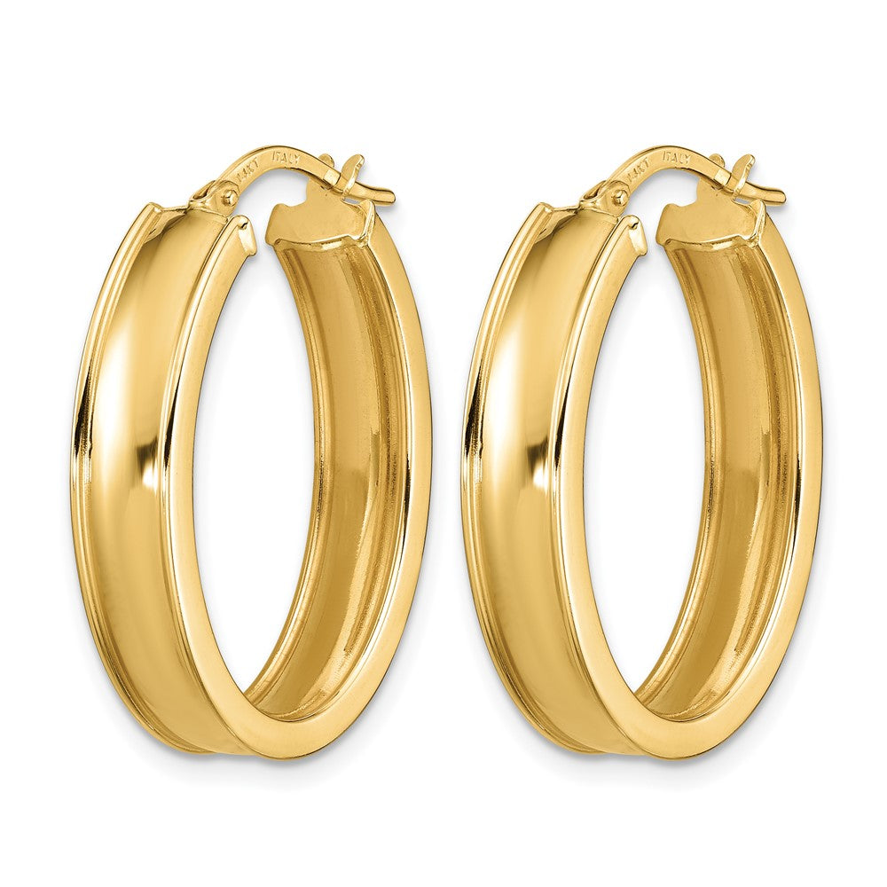 14K Gelbgold Poliert Oval Creolen