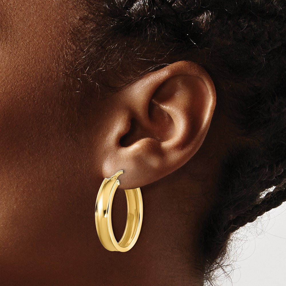 14K Gelbgold Poliert Oval Creolen