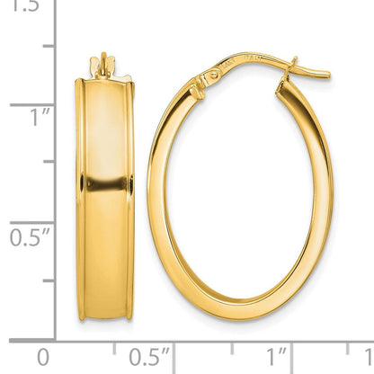 14K Gelbgold Poliert Oval Creolen