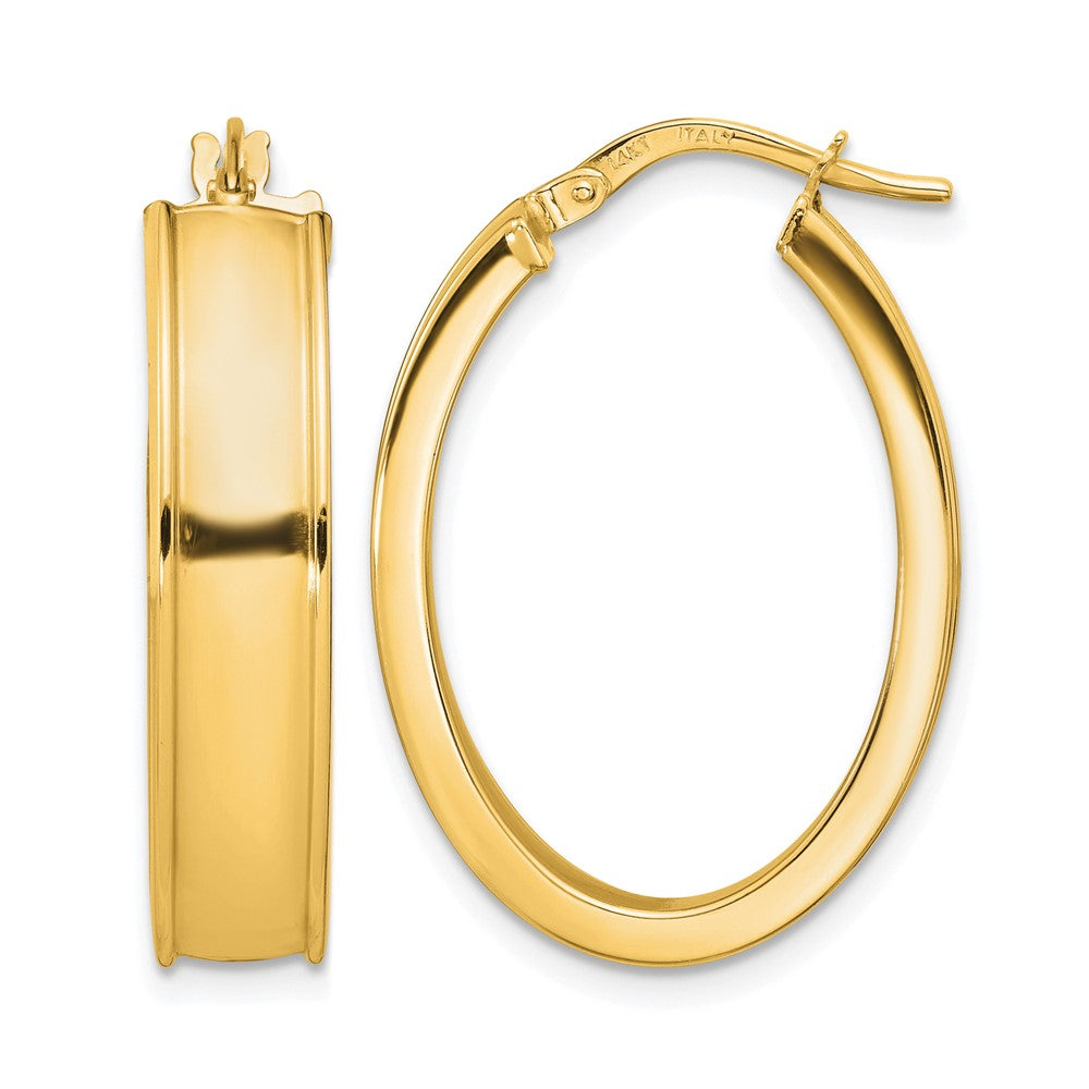 14K Gelbgold Poliert Oval Creolen
