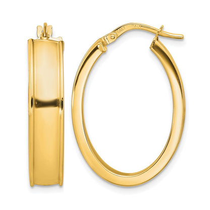 14K Gelbgold Poliert Oval Creolen