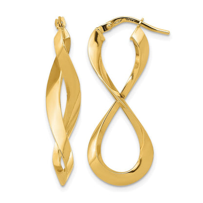 14K Gelbgold Poliert Left und Right Memoire Creolen