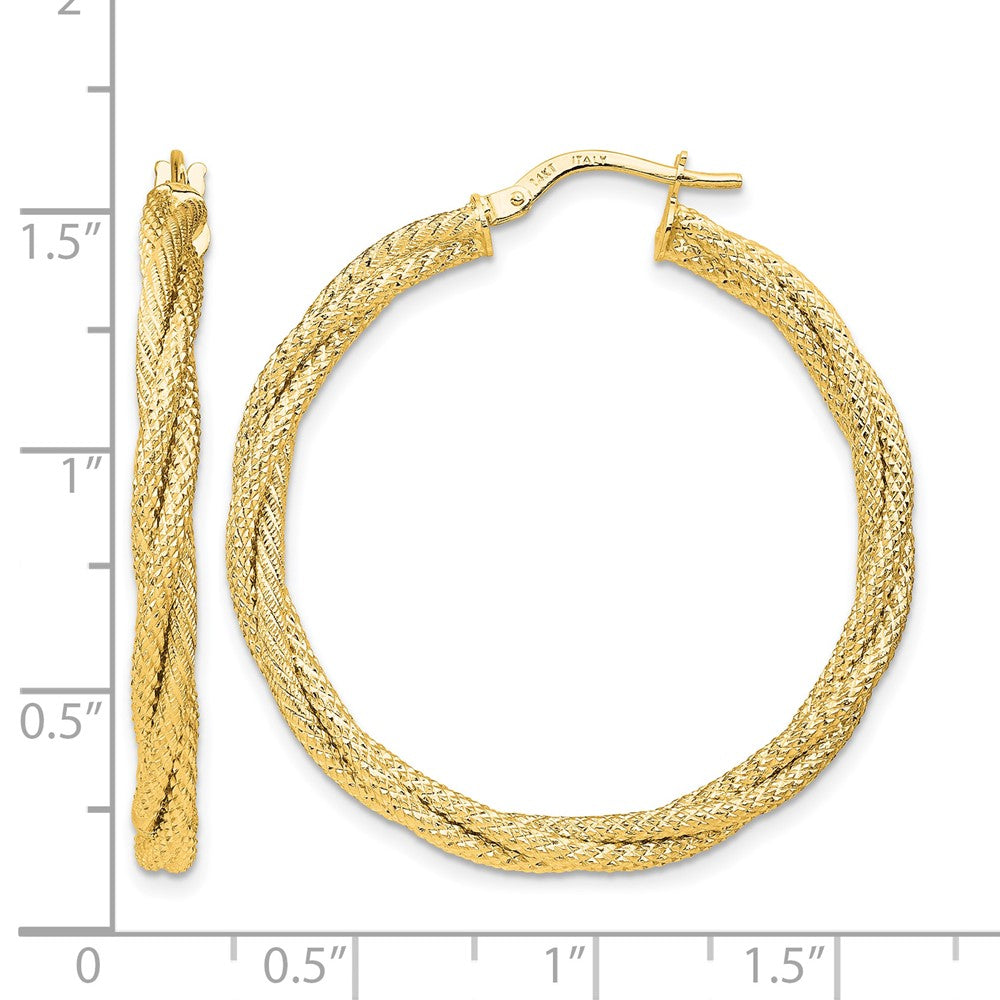 14K Gelbgold Poliert Gedreht Strukturiert Creolen