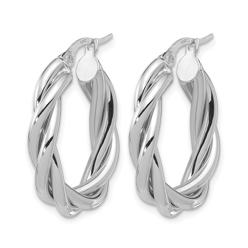 14K Gelb & Rhodium Weiß Rhodiniert Platin Poliert Gedreht Oval Creolen