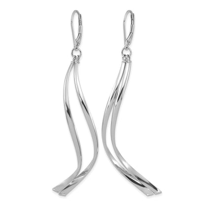 14K Gelb & Rhodium mit Weiß Beschichtung Poliert Ohrhänger mit Brisur