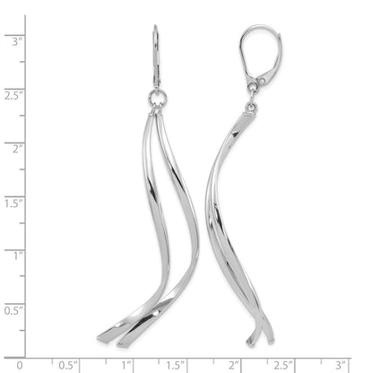 14K Gelb & Rhodium mit Weiß Beschichtung Poliert Ohrhänger mit Brisur