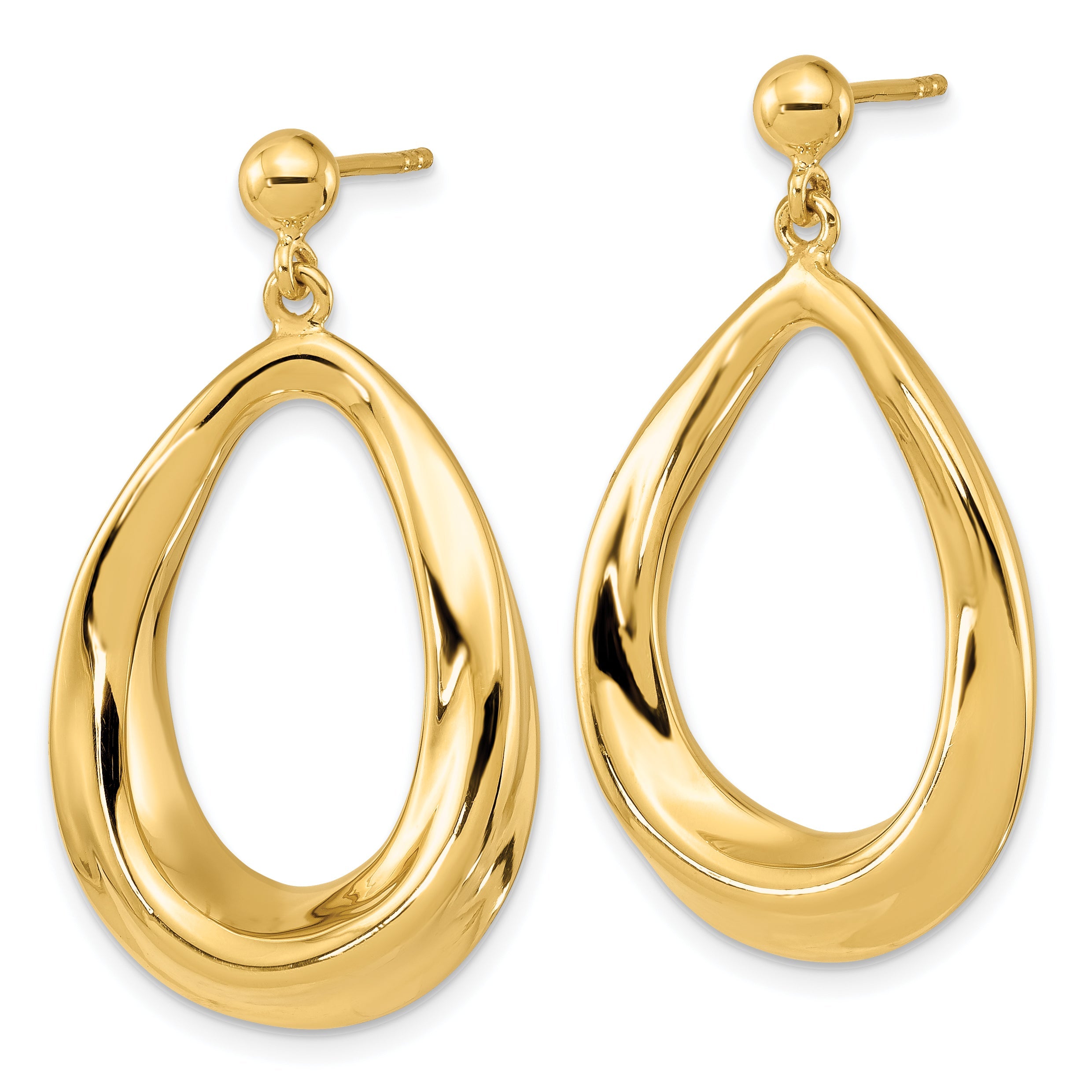 14K Gelbgold Poliert Stecker Ohrhänger
