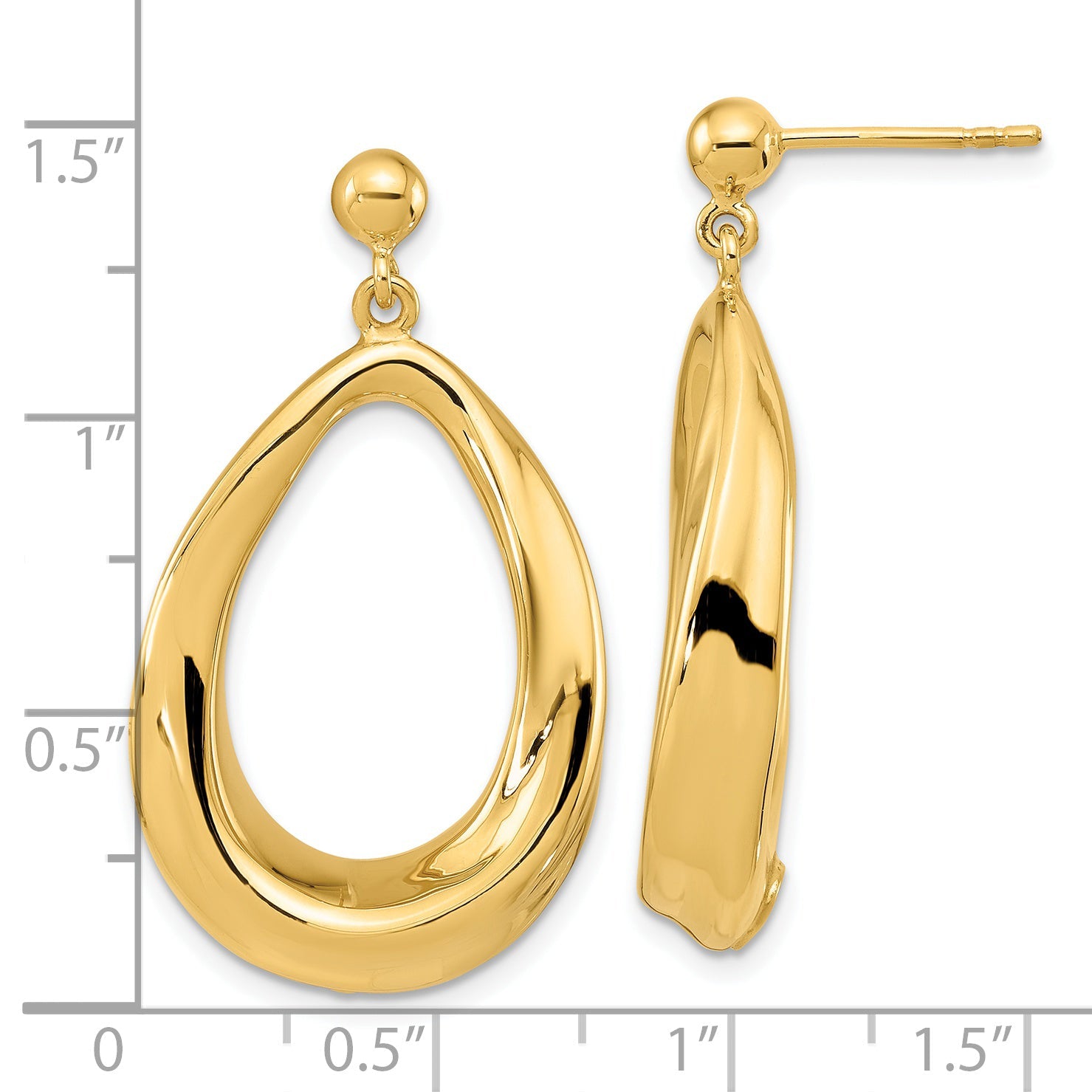 14K Gelbgold Poliert Stecker Ohrhänger